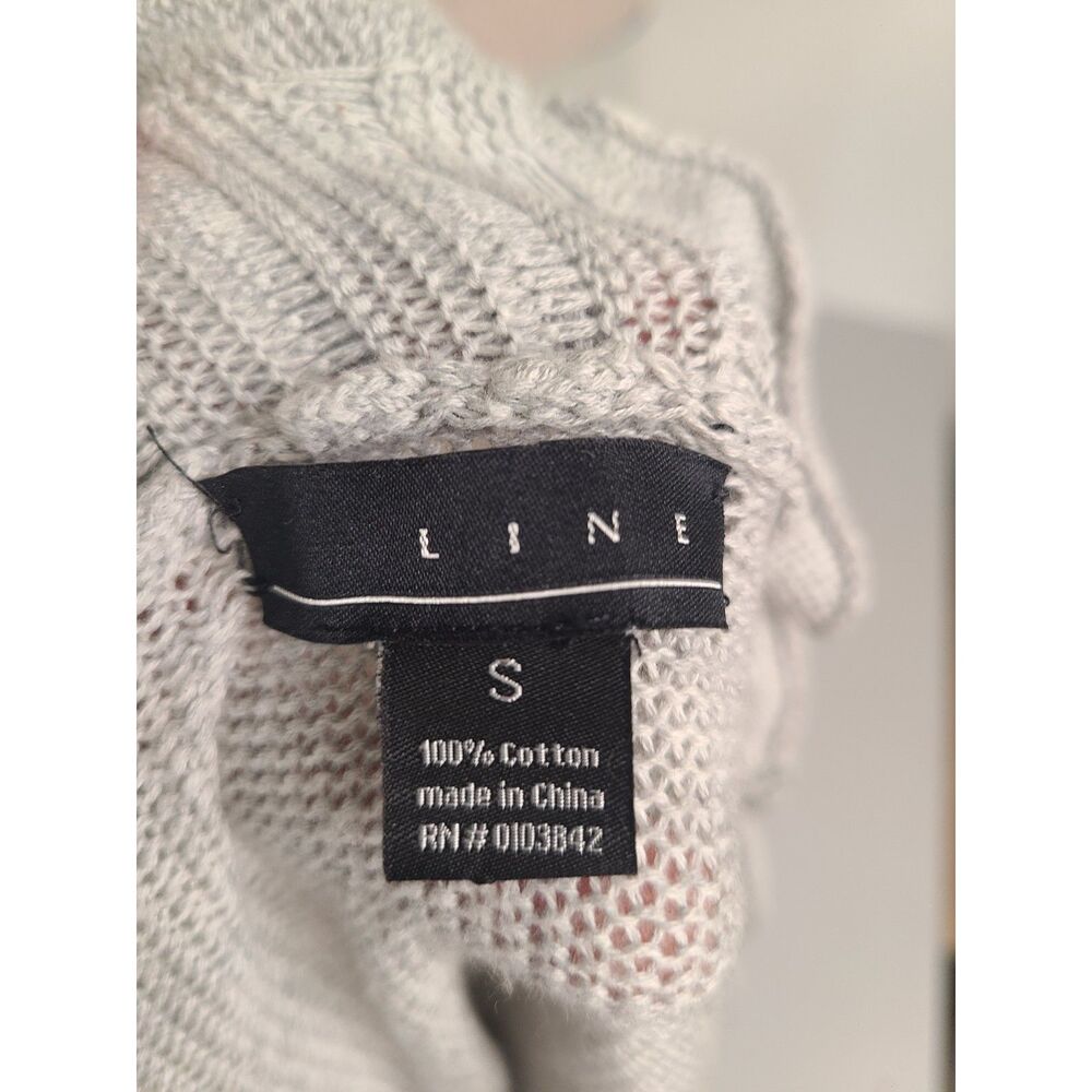 Line 100% Cotton Ruffle Cardigan SMALL Gray Silver Fairy Fairycore 3/4 Sleeve S - Picture 3 of 6